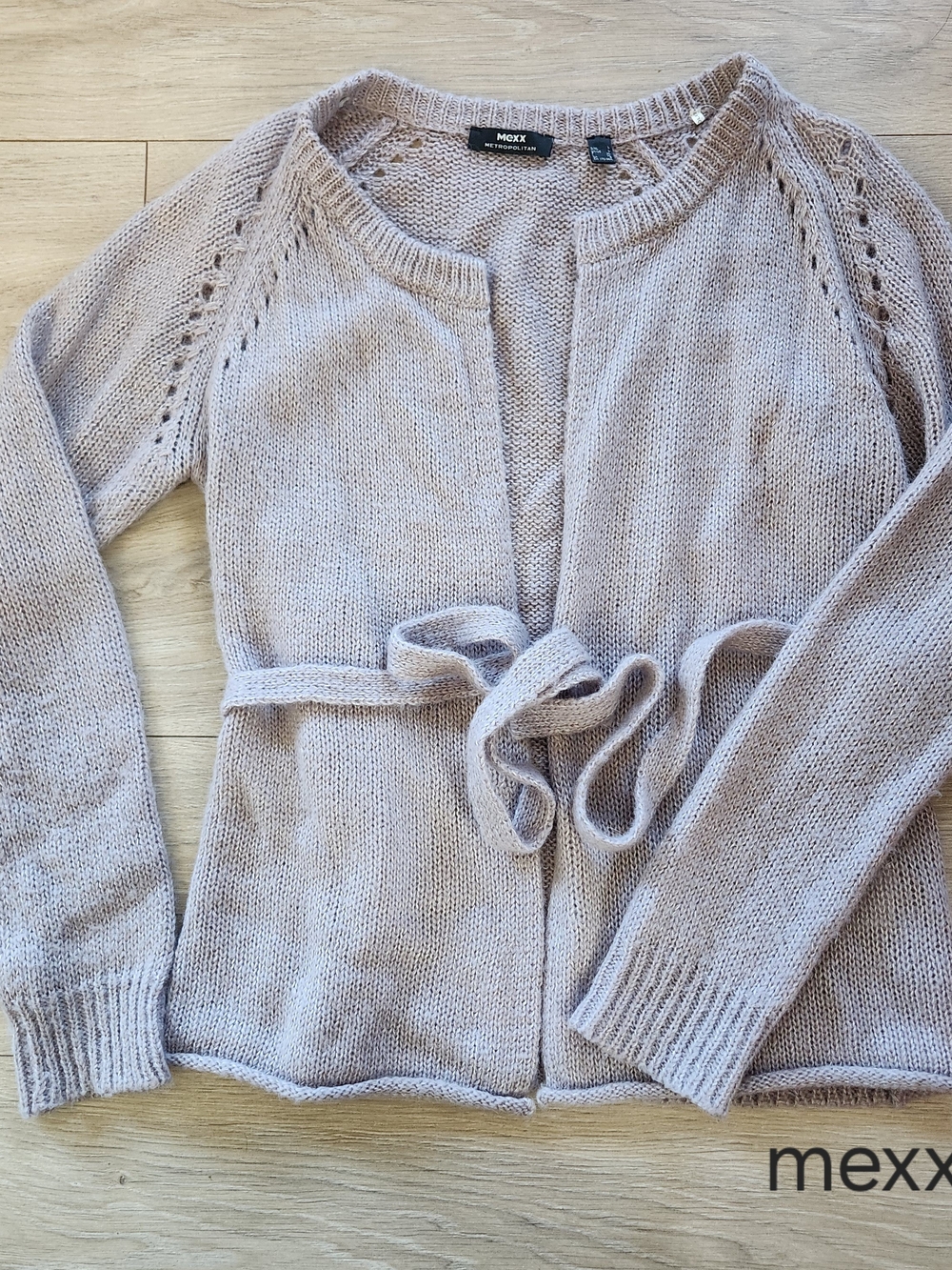 Mexx Women's Open-Front Belted Knit Cardigan - Dusty Rose